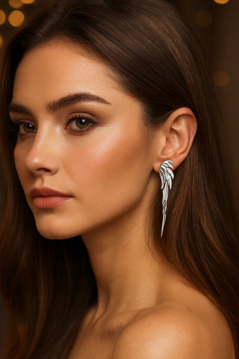 Kolczyki srebrne wiszące długie Skrzydła Anioła Srebro pr925 + Pudełko