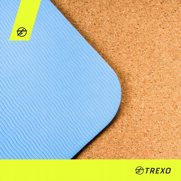 Mata do ćwiczeń jogi TREXO Korkowa TPE 6 mm