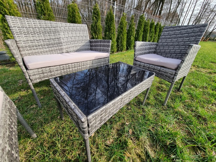 Zestaw Mebli Ogrodowych HDM technorattan Garden szary 4 el. Balkon meble