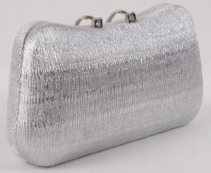 Torebka kopertówka puzderko wieczorowa elegancka wizytowa srebrna