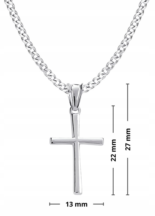 Krzyżyk srebrny łańcuszek zestaw komunijny dla chłopca na prezent chrzest
