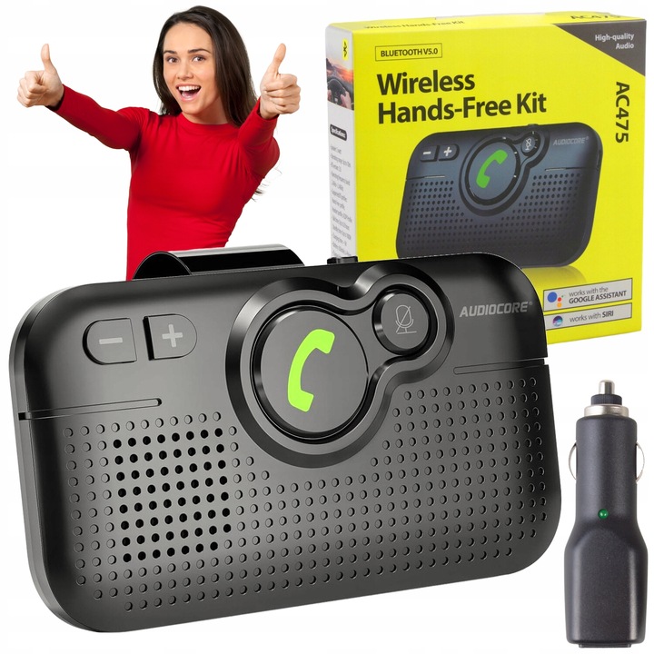 ZESTAW GŁOŚNOMÓWIĄCY Bluetooth 5.0 do SAMOCHODU AUTOSTART USB-C A2DP 2W