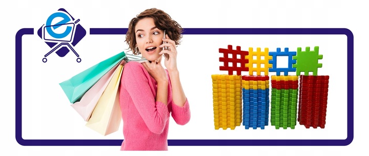 KLOCKI konstrukcyjne polskie WAFLE WAFLOWE PRZESTRZENNE ponad 1 kg, 56 szt.