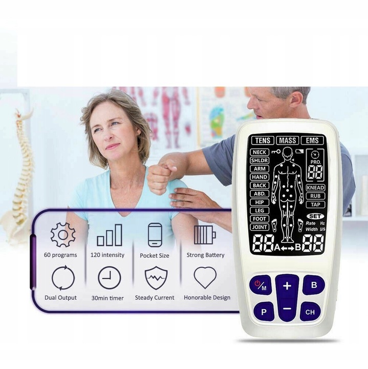 ELEKTROSTYMULATOR Mięśni RoovJoy TENS EMS MASS USB