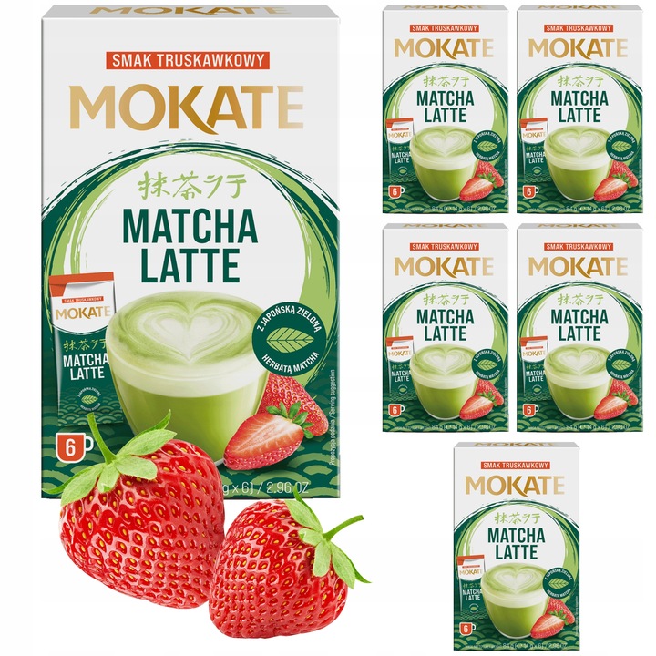 Matcha Latte Truskawkowa Japońska Zielona Herbata Instant 5 szt. MOKATE