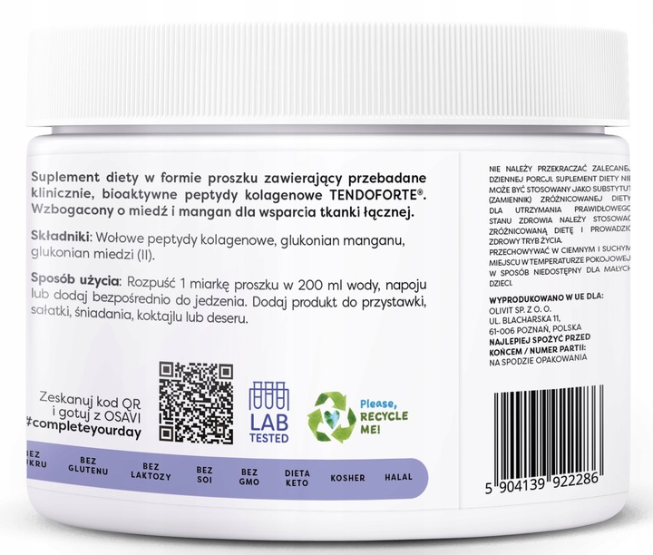 OSAVI Kolagen Ścięgna i Więzadła 150g