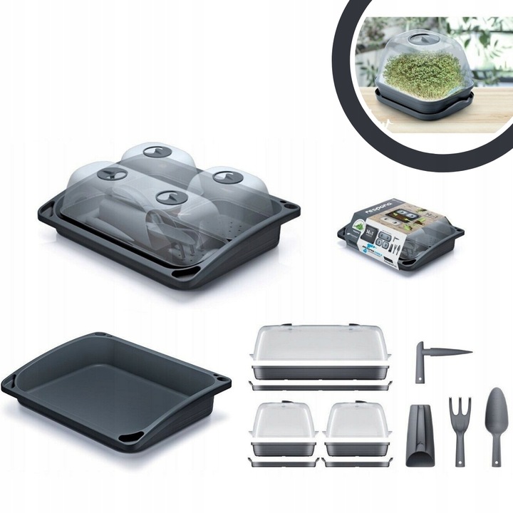 MINI SZKLARNIA ROZSADNIK DO WYSIEWU SADZONEK ZESTAW STARTOWY NARZĘDZIA