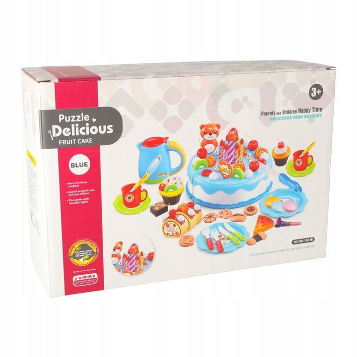 Tort Urodzinowy Misio Do Krojenia Dla Dzieci Z Akcesoriami 80 El. Niebieski