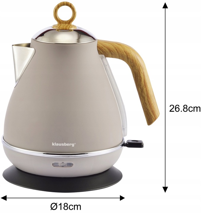 Czajnik elektryczny Bezprzewodowy OBROTOWY 1,7 L Stalowy KLAUSBERG BEŻOWY