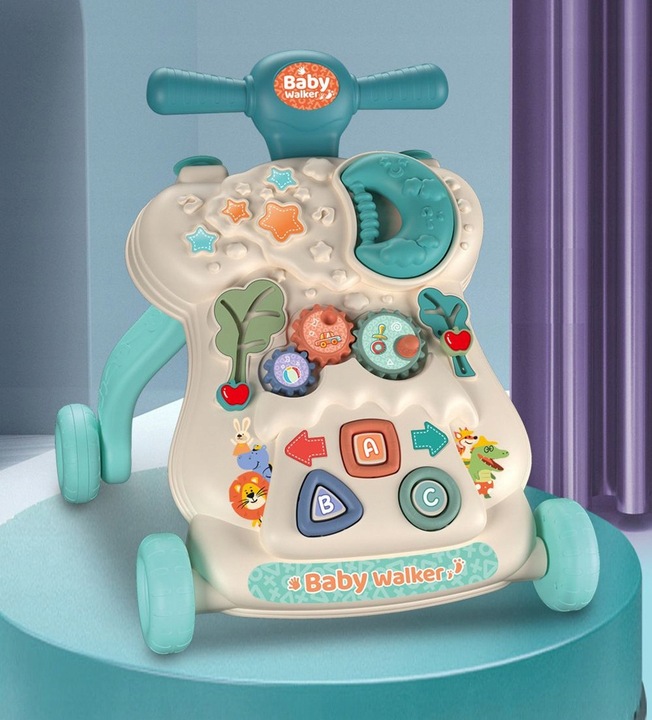 Chodzik Wielofunkcyjny Interaktywny Jeździk Pchacz 3w1 edukacyjny interakty