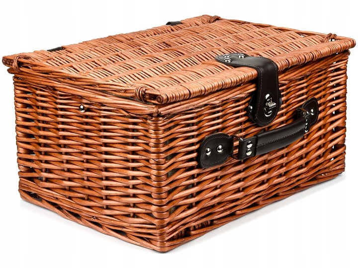 KOSZ PIKNIKOWY WIKLINOWY TALERZE SZTUĆCE 4 OSOBY