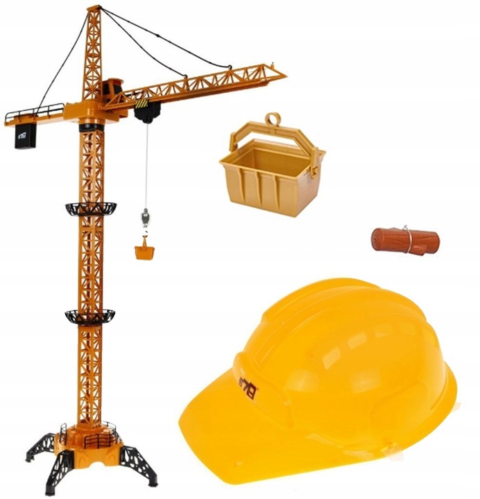 Mega Dźwig Żuraw Budowlany RC Zdalnie Sterowany 128cm na Pilot + Kask LED