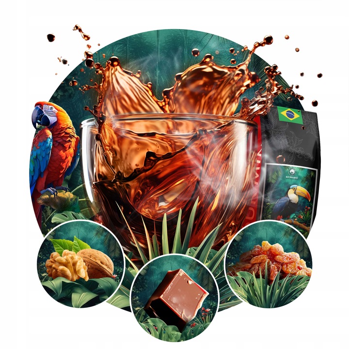 KAWA ZIARNISTA 2x500g ŚWIEŻO PALONA BRAZIL+SALVADOR 100% ARABIA - BLUE ORCA