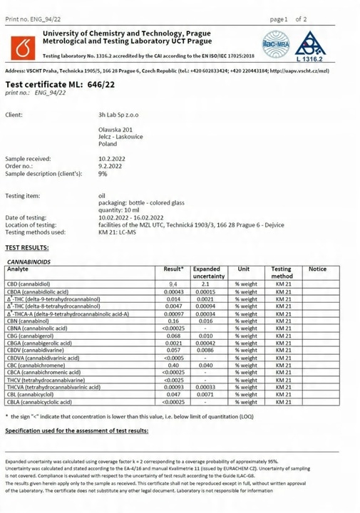 CBD 9% OLEJEK KONOPNY DLA PSÓW PSA KOTÓW KOTA 10ml FULL SPECTRUM CERTYFIKAT