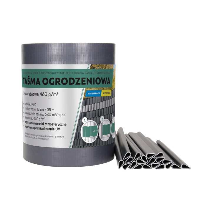 TAŚMA OGRODZENIOWA 190x35m PŁOT OGRODZENIE GRAFIT