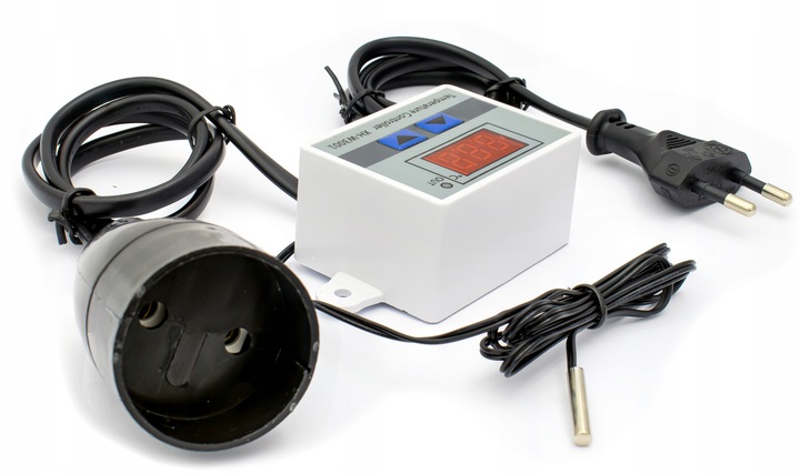 TERMOSTAT ELEKTRONICZNY REGULATOR TEMPERATURY Z GNIAZKIEM I WTYCZKĄ 230V