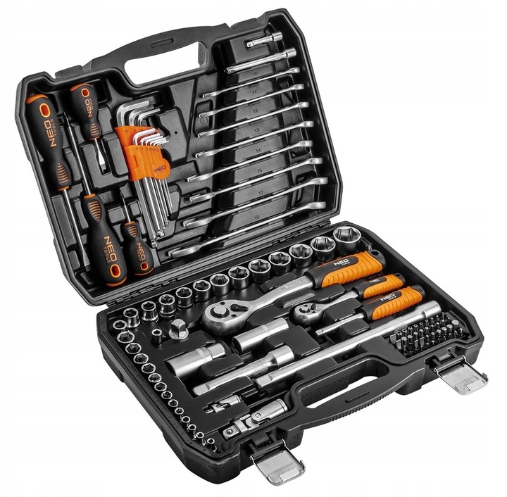 NEO 10-206 ZESTAW KLUCZE NASADOWE 1/2", 1/4" TORX NASADKI WALIZKA 100el