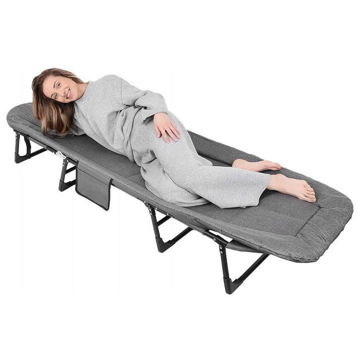 Leżak Solidne Składane Łóżko Turystyczne Kempingowe Regulowane Polowe 200cm