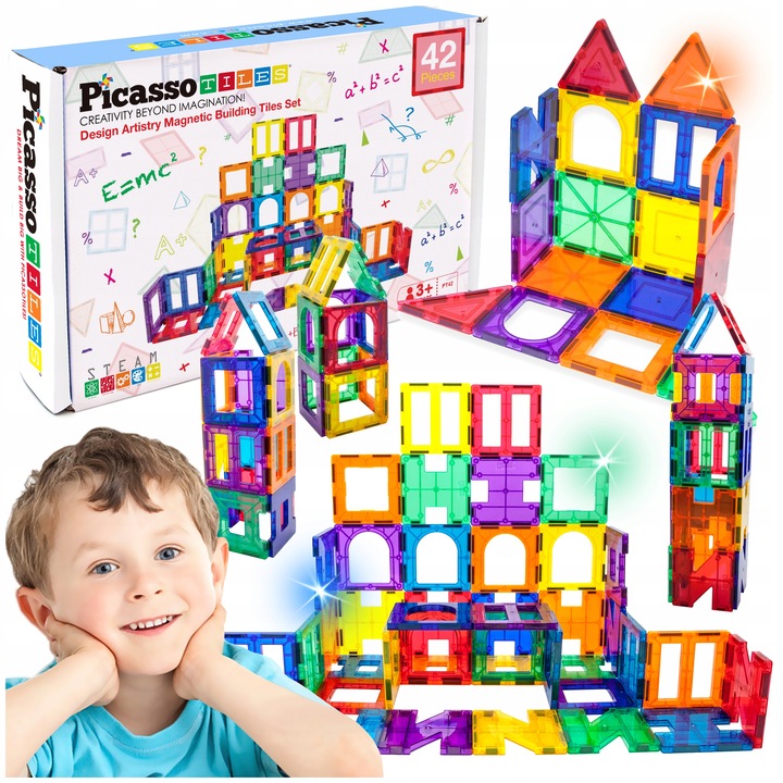 Klocki magnetyczne konstrukcyjne budowlane edukacyjne dla dzieci 42 el