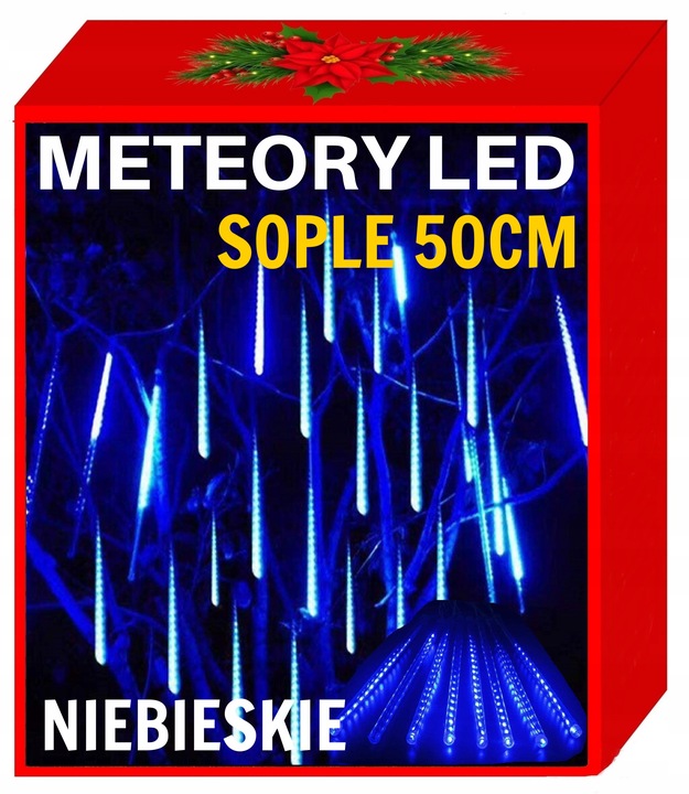METEORY 50 CM LAMPKI PADAJĄCY ŚNIEG OŚWIETLENIE ŚWIĄTECZNE IP44 SOPLE LED