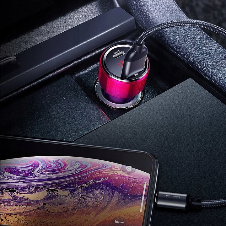 BASEUS MOCNA ŁADOWARKA SAMOCHODOWA DO TELEFONU PD QC 4.0 USB USB-C 45W