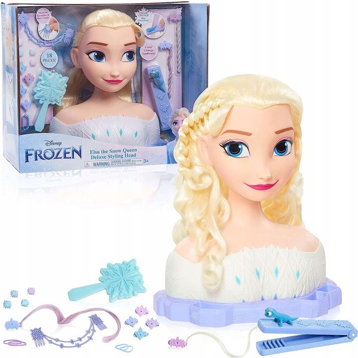 DUŻA LALKA GŁOWA DO CZESANIA STYLIZACJI WŁOSÓW KRAINA LODU FROZEN ELSA ELZA