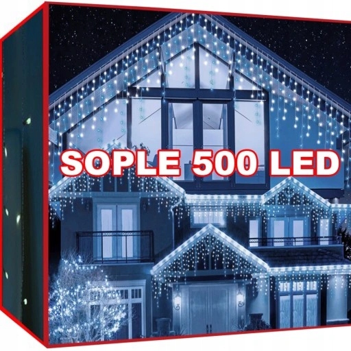 SOPLE 500 LED BIAŁE ZIMNE CHOINKOWE lampki z programatorem 20m