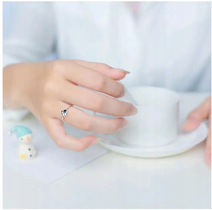 Srebrny pierścionek otwarty ŁAPKA PUPILA psia łapa regulowany S925