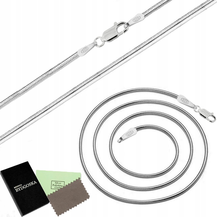 Gruby łańcuszek srebrny damski żmijka srebro 925 elegancki naszyjnik 45 cm