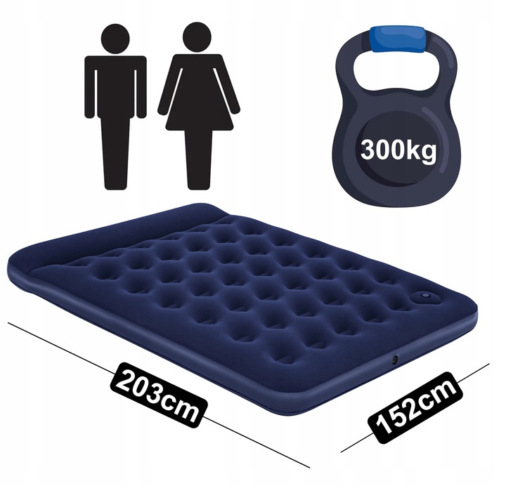MATERAC DMUCHANY DWUOSOBOWY BESTWAY z pompką ŁÓŻKO TURYSTYCZNE 203 x 152CM