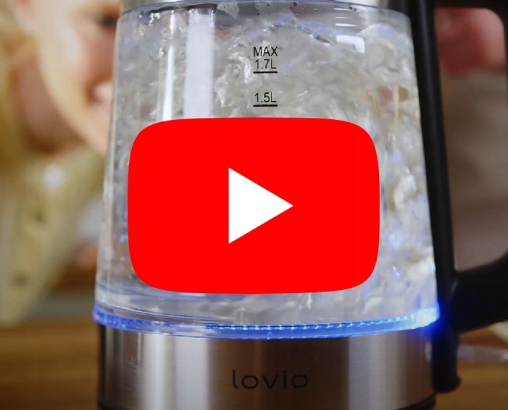 Czajnik elektryczny bezprzewodowy szklany STALOWY LED INOX 1,7l 2200W Lovio