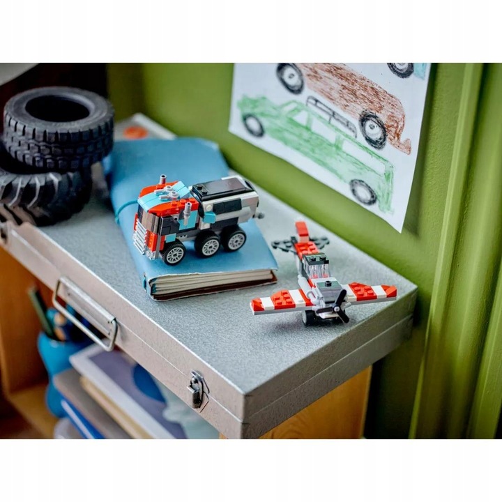 LEGO CREATOR 7+ 3w1 AUTO CIĘŻARÓWKA Z PLATFORMĄ I HELIKOPTER 31146