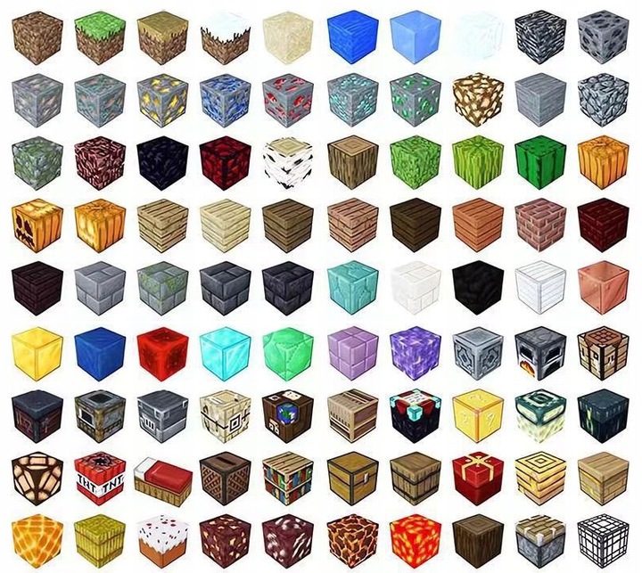 KLOCKI MAGNETYCZNE MINECRAFT KLOCKI SZEŚCIANY 100 KLOCKÓW + 1 FIGURKA MOCNE