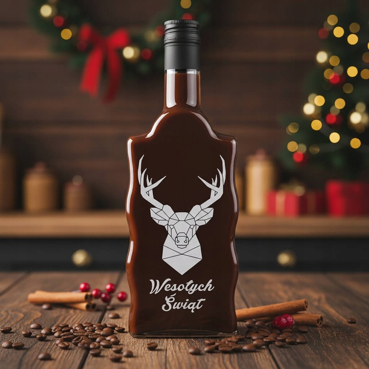 10x Butelki Szklane FALA 500ml z NADRUKIEM ŚWIĄTECZNYM na Prezent Nalewki