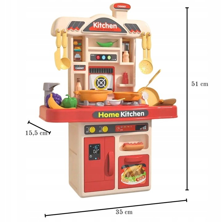 MINI KUCHNIA DLA DZIECI ROZWOJOWA KRAN PALNIKI PARA INTERAKTYWNA AKCESORIA
