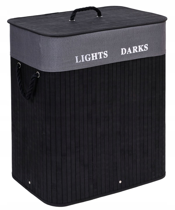 KOSZ NA PRANIE BIELIZNĘ Z BAMBUSA POJEMNIK DO SEGREGACJI KOLORÓW LOFT 100L