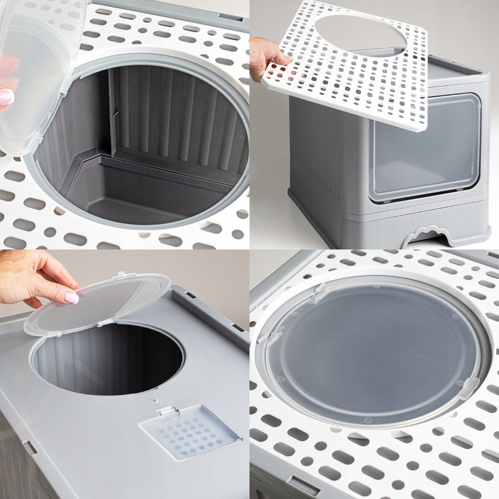 KUWETA DLA KOTA Z SZUFLADĄ ZAMKNIĘTA DUŻA KRYTA NA ŻWIREK TOALETA ŁOPATKA