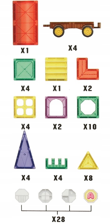 KLOCKI MAGNETYCZNE 3D Edukacyjne DUŻE PANELE Konstrukcyjne ZESTAW 72 el.