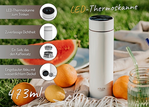 KUBEK TERMICZNY TERMOS Wyświetlacz LED z Temp Dotyk na KAWĘ HERBATĘ BPAFree