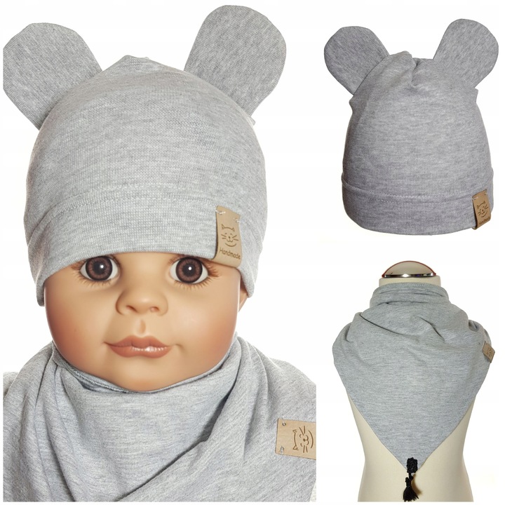 KOMPLET CHŁOPIECY CZAPKA MIKI + CHUSTKA CZAPECZKA CHUSTECZKA 3-12 MC 4WZORY