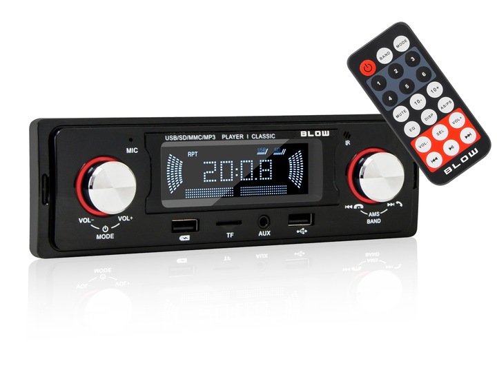 RADIO SAMOCHODOWE 1-DIN BLUETOOTH USB SD AUX RDS MP3 PILOT BATERIA ZESTAW