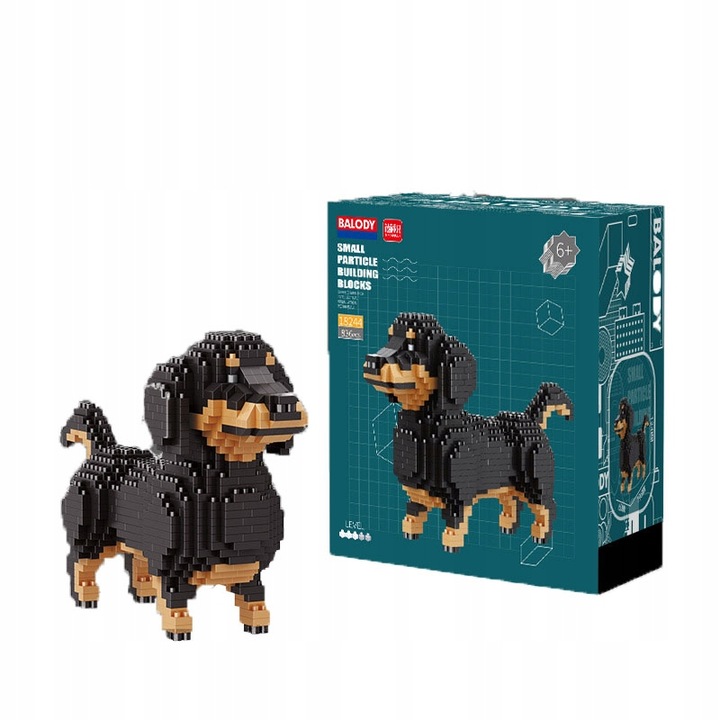 Zestaw klocki model psa figurka Jamnik 836 elementów prezent urodzinowy