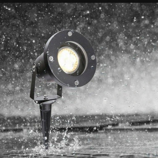 Reflektor ogrodowy wbijany szpikulec z przewodem 1m + żarówka LED GU10 5W