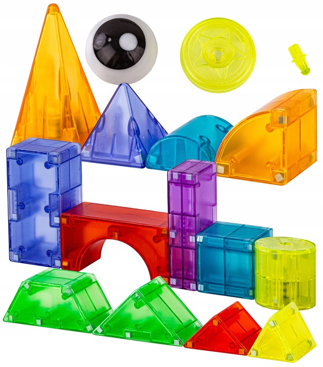 KLOCKI MAGNETYCZNE ŚWIECĄCE KONSTRUKCYJNE Kreatywne Edukacyjne 94 el 3D