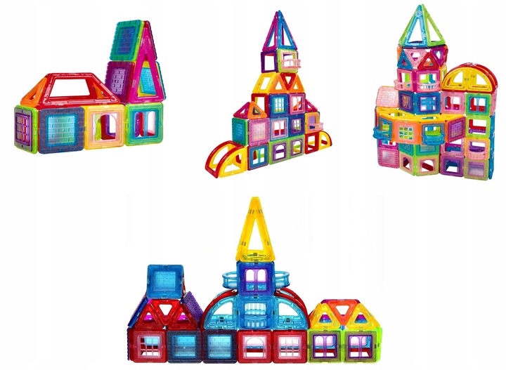 Klocki Magnetyczne 3D 128 elm KONSTRUKCYJNE Edukacyjne Prezenty