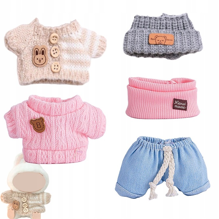 2 ręcznie robione zestawy swetrów dla lalek (15-17 cm)