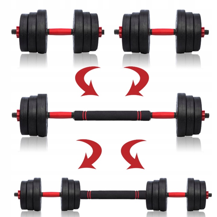 HANTLE ZESTAW HANTLI REGULOWANYCH DO ĆWICZEŃ 35 kg + SZTANGA