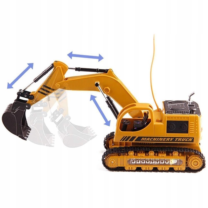 DUŻA KOPARKA ZDALNIE STEROWANA ŚWIATŁO LED PILOT RUCHOME RAMIĘ ŁYŻKA-METAL