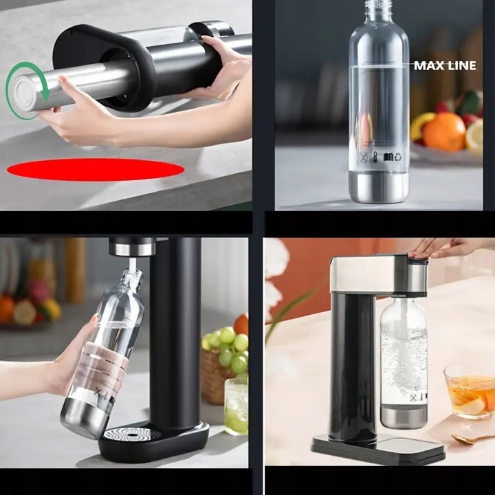 SATURATOR DO WODY GAZOWANEJ KT-150, 1L BEZPRZEWODOWY, BEZPRĄDOWY, Z BUTELKĄ