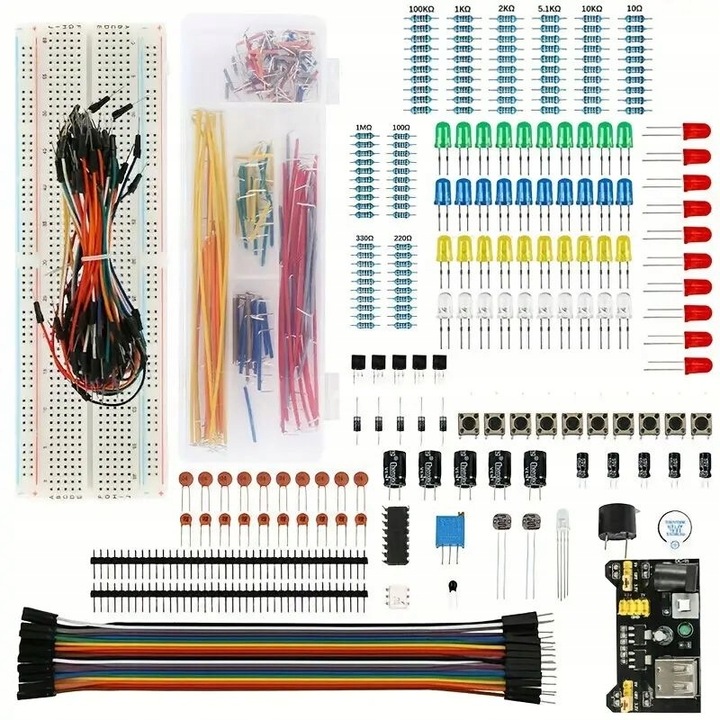Zestaw elementów elektronicznych do Arduino, Pi - płytka stykowa - 830 szt